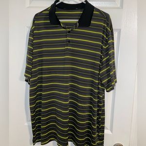 Men's Nike Grey and Yellow Stripe Golf Shirt - Size 2XL